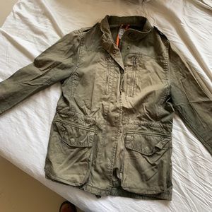 Women’s green canvas military jacket M